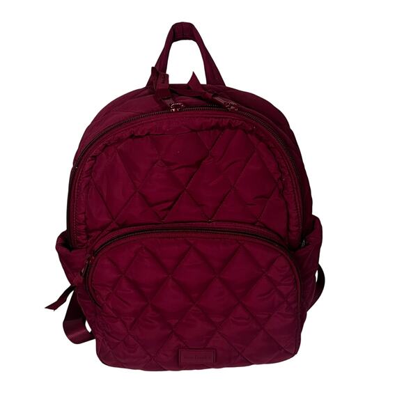 Vera Bradley Plum Colored Quilted Backpack Purse with Floral Lining - Picture 1 of 8